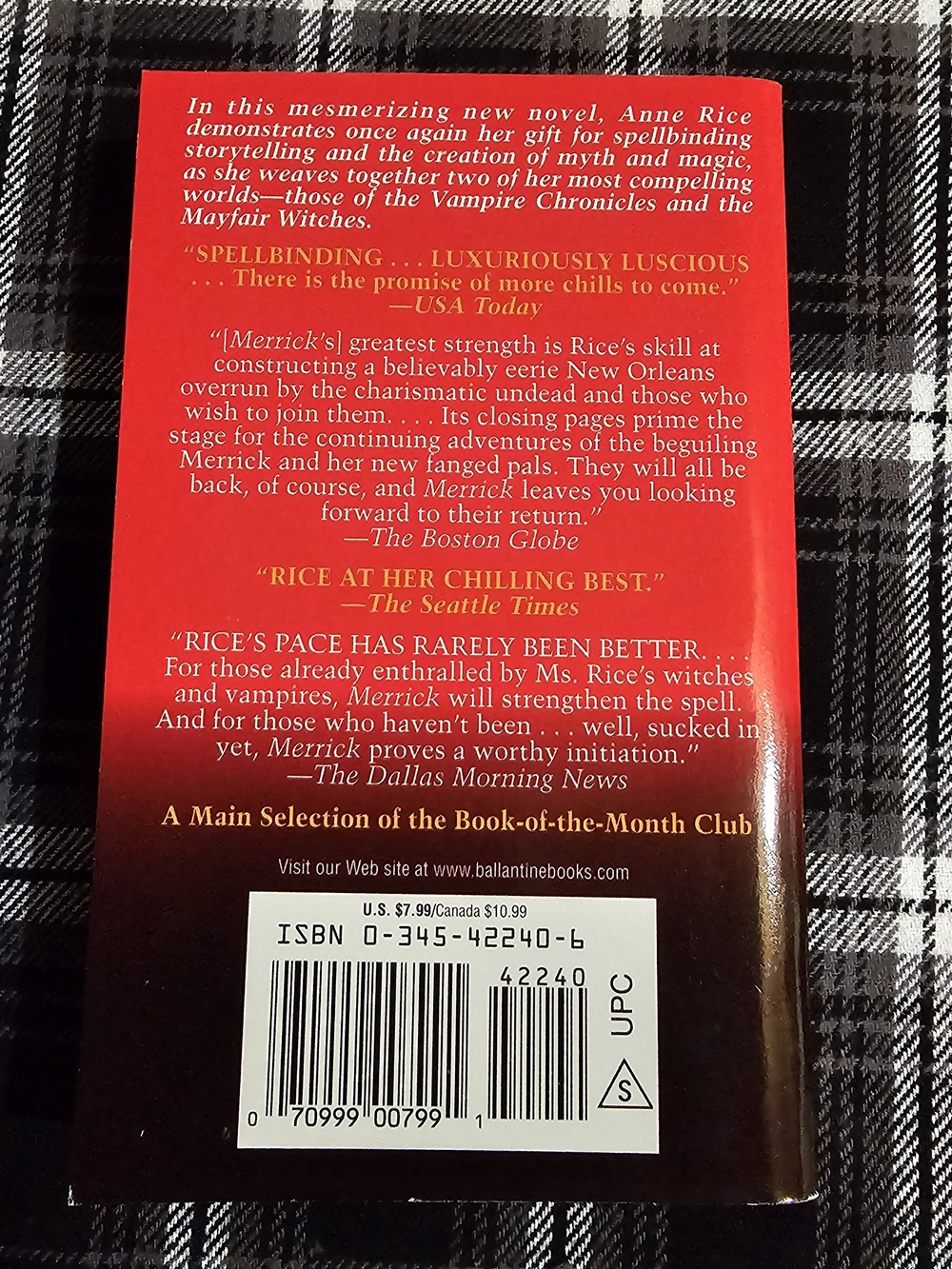 Merrick Anne Rice Paperback Book Vampire Chronicles Gothic Horror - Picture 2 of 6